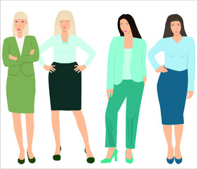 Obraz premium Office staff. Group of professionals dressed in business style.Vector illustration. White background isolated.