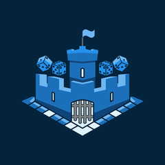 blue castle board game logo creative concept