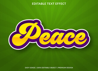 peace text effect template with retro style and bold font concept use for brand label and logotype sticker