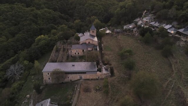 Village in the mountains. El Bierzo,Leon. Spain. Aerial Drone Footage