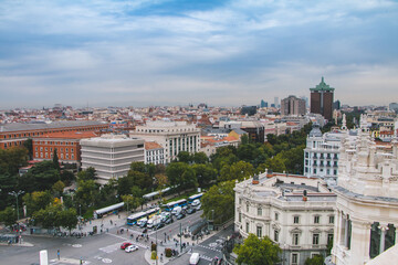 Fototapeta na wymiar City of Madrid -Rooftop, Palace Cibeles 