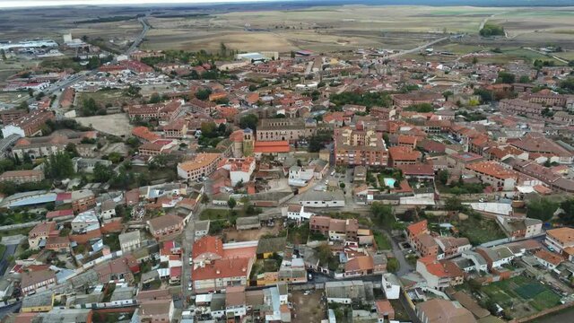 Olmedo, historical village of Valladolid,Spain. Aerial Drone Footage