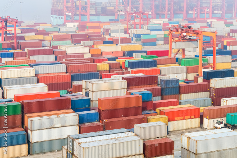 Sticker container yard in shanghai port