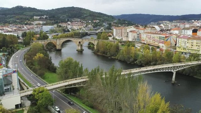 Ourense, city of Galicia,Spain. Aerial Drone Footage