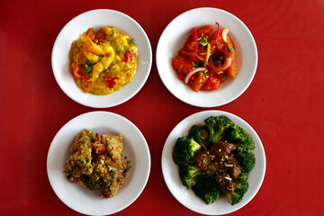 Freshly made Chinese and Filipino dishes on a table
