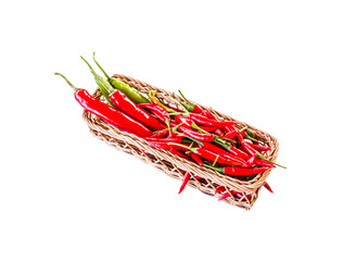 Isolated fresh cayenne pepper on white background with clipping path for design elements.