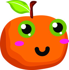 Simple Vector Design of Orange with Cute Smile Fruit in Orange