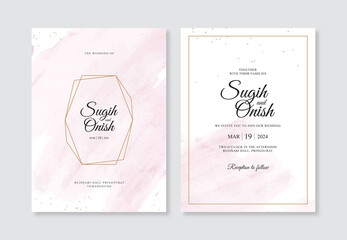 Geometric gold with a splash of hand watercolor for a wedding invitation template