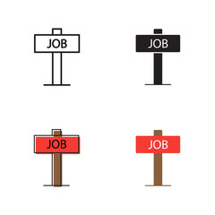 Simple job icon on white background 4 types such as outline, black, color, outline and color. Vector illustration.