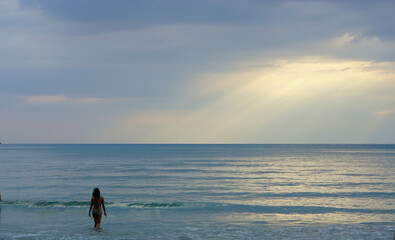 The tourism on the beach in Island at Thailand