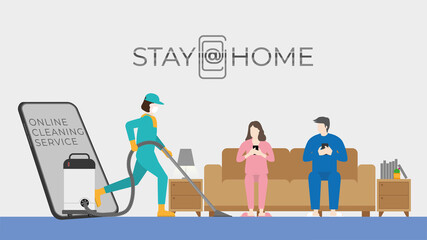 Cleaning concept. Online cleaning service from the mobile application.