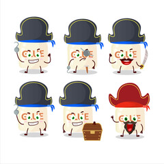 Cartoon character of glue with various pirates emoticons