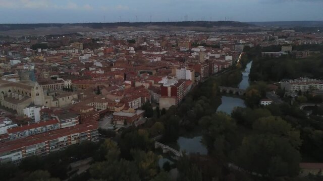 Palencia, city of Spain. Aerial Drone Footage