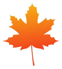 Orange autumn maple leaf. Isolated silhouette on a white background. Vector illustration.
