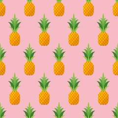 Pineapple in flat style seamless pattern