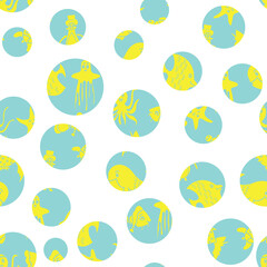 Vector white aqua silhouette and circles seamless pattern background