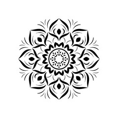 Circular Flower Mandala with vintage floral style, Vector mandala Oriental pattern, Hand drawn decorative element. Unique design with petal flower. Concept relax and meditation use for page logo book
