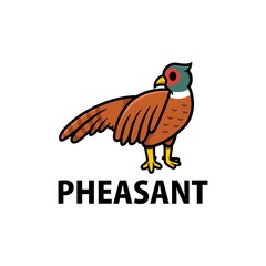 Fototapeta na wymiar cute pheasant cartoon logo vector icon illustration