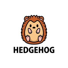 cute hedgehog cartoon logo vector icon illustration