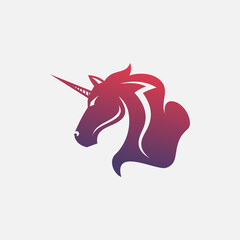 unicorn horse head vector. dream symbol. fantasy animal. gradient color style