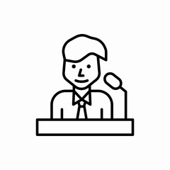 Outline speaker on tribune icon.Speaker on tribune vector illustration. Symbol for web and mobile