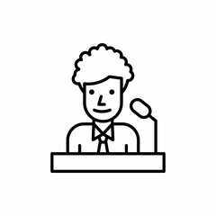 Outline speaker on tribune icon.Speaker on tribune vector illustration. Symbol for web and mobile