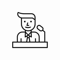 Outline speaker on tribune icon.Speaker on tribune vector illustration. Symbol for web and mobile
