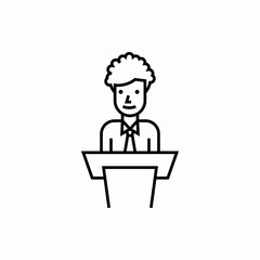 Outline speaker on tribune icon.Speaker on tribune vector illustration. Symbol for web and mobile