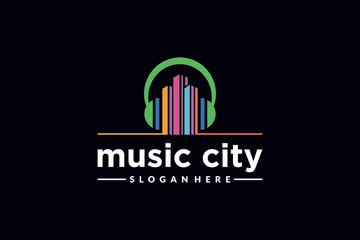 music city colorful logo design vector