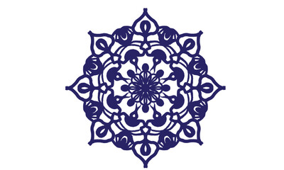 Ornamental Round Lace Pattern Mandala on White Background