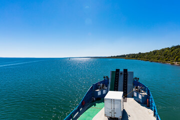 On the ferry towards Fraser Island