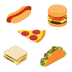 Set of fast food