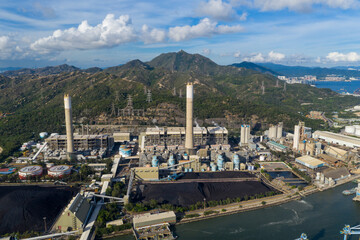 Obraz premium Coal fired power plant in Hong Kong