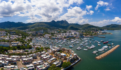 Fototapeta na wymiar Top view of the city in Sai Kung at Hong Kong