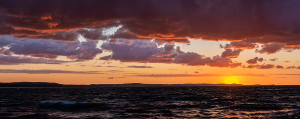 dramatic sunset over the stormy sea