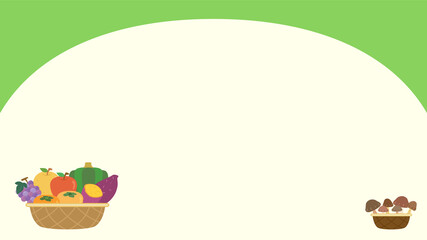 野菜や果物がおいしい秋の味覚イラストフレーム　枠　ベクター