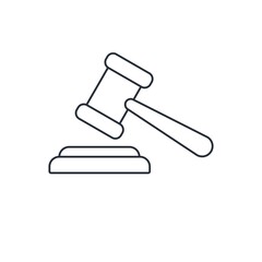 Legal gavel. Vector linear icon isolated on white background.