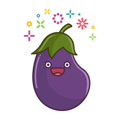 kawaii smiling eggplant cartoon illustration