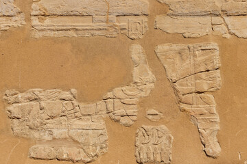 Ancient egyptian paintings and hieroglyphs on the wall in Karnak Temple Complex in Luxor, Egypt