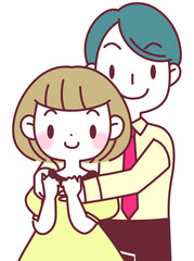 後ろからハグするカップル