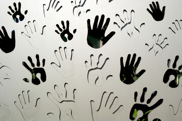 open hand against a grunge background of plastic