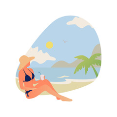Obraz na płótnie Canvas Isolated vector girl with bikini