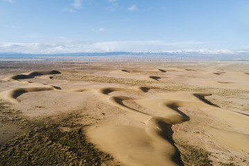 aerial view of dry land in Qinghai, China