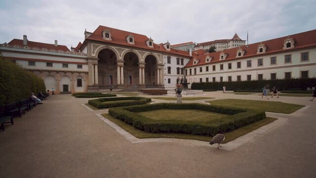 Famous Wallenstein Palace garden, 17th-century gardens at Senate palace, gimbal