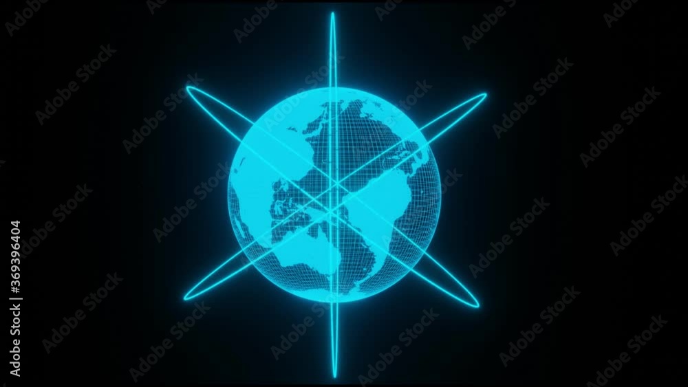 Poster futuristic digital planet earth glow hologram rotating global network concept 3d rendering