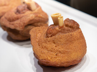 Close up of German pork knuckle Schweinshaxe ready for serving. German cuisine