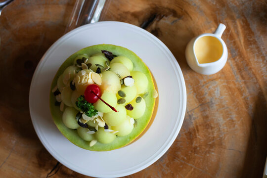 Delicious Fruit salad from the garden in Melon