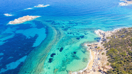 Naklejka na ściany i meble Aerial view in Tigania beach in Greece.