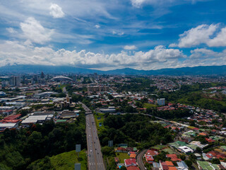 Beautiful aerial view os the city of San Jose Costa Rica, and its main park The Sabana 