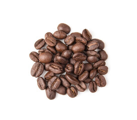 Coffee beans isolated on white background close up